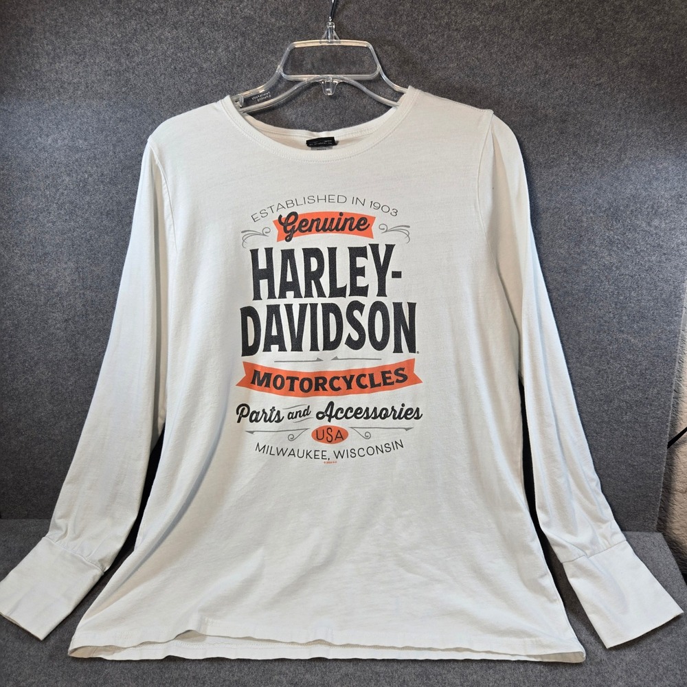Harley Davidson Women's XL shirt long sleeve‎ Wisconsin White Motorcycles USA